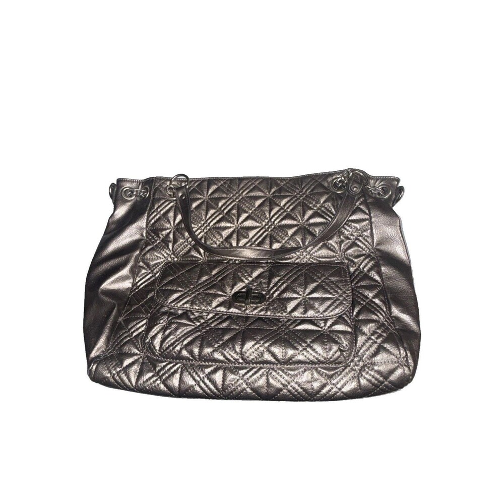 Style & Co pewter/metallic silver quilted tote bag